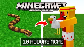 10 ADDONS incríveis pra MINECRAFT BEDROCK (MCPE, Xbox, PS4, Windows 10)