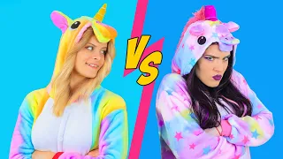 Einhorn-Make-Up-Herausforderung VS Einhorn-Make-Up / 8 Unglaubliche Einhorn-Make-Up Ideen