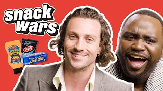 Aaron Taylor-Johnson & Brian Tyree Henry Have Wild Reactions To Snacks | Snack Wars | @LADbible TV