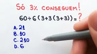 60 ÷ 6(3 + 3(3 + 3)) =❓A MAIORIA NÃO CONSEGUE😱 Matemática Básica!