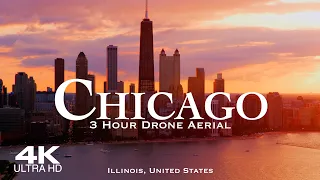 [4K] CHICAGO 2024 🇺🇸 3 Hour Drone Aerial Relaxation Film | Illinois USA United States America