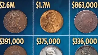 Top 32 most Expensive pennies coins // Lincoln penny , dollars, Dime Do you have in your pocket?