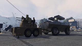 *GTA V* How to attach Anti-Aircraft trailer to APC * GUNRUNNING DLC Requires 2 players