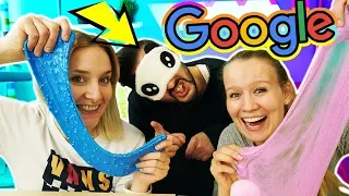 GOOGLE = KAAN? BLIND SLIME CHALLENGE Mit Kaans Hilfe coolen neuen Schleim mischen? Kathi vs. Nina