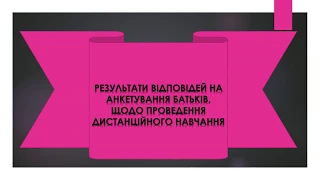 Анкетування батьків щодо дистанційного навчання під час карантину