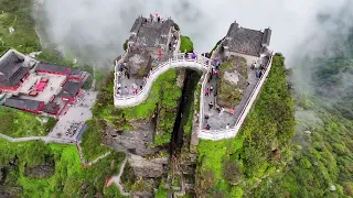Viewing Mount Fanjing from a drone at a close distance, Tongren, Guizhou, China