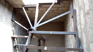 Каркас П-образной лестницы с забежными ступенями под отделку | U-shaped frame staircase