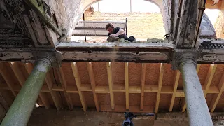 Renovating a ruin, Repairing the beam that SUPPORTS this château.