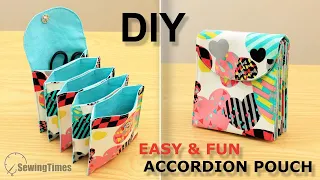 DIY Easy & Fun Accordion Pouch | 5 Pockets Pouch Bag Sewing Tutorial [sewingtimes]