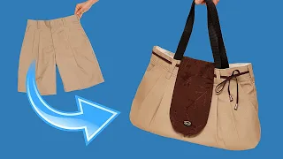 Look how old shorts can be transformed into a cool bag!