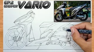 สอนวาดรูป Honda Click 150 || Cara Menggambar Motor Vario || Vẽ Xe Độ Vario 150