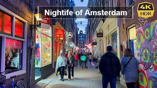 Nightlife of Amsterdam: Walking Tour After Dark - Netherlands [4K HDR 60fps]  PART 6