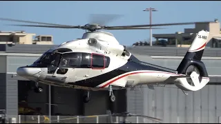 Luxurious Airbus Helicopters Eurocopter EC155 3A-MBD Monacair landing at Cannes airport LFMD