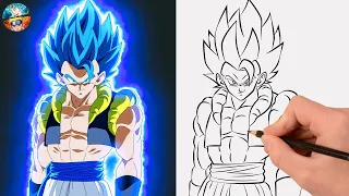 COMO DIBUJAR A GOGETA SUPER SAIYAN DIOS AZUL - DRAGON BALL SUPER - DIBUJANDO A GOGETA