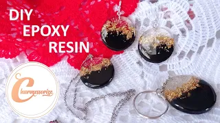 DIY Epoxy Resin Craft and Accessories | Earrings, Keychain and Pendant | Resin Jewelry Black & Gold