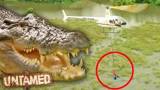 Dangling from a Chopper to Raid Croc Nests! 🤯 | Keeping Up with the Joneses Clips | Untamed