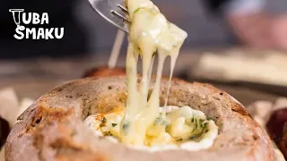 CAMEMBERT zapiekany w chlebie! Fondue serowe | Pascal Brodnicki