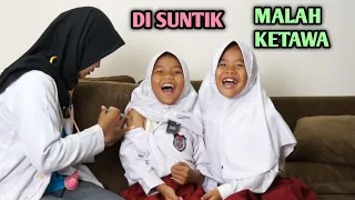 DI SUNTIK VAKSIN ke 2 ANAK SD MALAH KETAWA | dokter dokteran