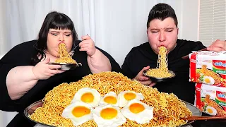 SPICY INDOMIE MI GORENG NOODLE CHALLENGE WITH HUNGRY FAT CHICK • Mukbang & Recipe