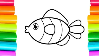 How to Draw Fish  | Fish Drawing and colouring | #kids  #butterfly