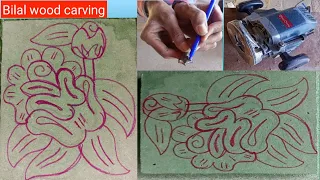 carving a flower out of wood/wood carving flower design/ @Bilalwoodcarving#woodcarving #design #art