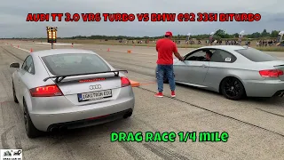 AUDI TT 3.0 VR6 TURBO vs BMW e92 335i BiTurbo N54B30A 225KW drag race 1/4 mile 🚦🚗 - 4K UHD