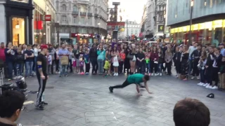 B-boys performing at Leicester Square London on Sunday 9.4.2017