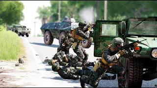 MGA PULIS NA SAF INAMBUSH NG N,P.A DUMATING ANG BACK UP NA TANKE-ARMA III MACHINIMA