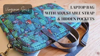 Laptop Bag with Adjustable Strap & Two Hidden Pockets