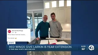 Dylan Larkin signs eight-year extension with Red Wings as Steve Yzerman visits his house