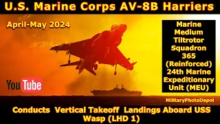 USS Wasp  LHD 1 Flight operations AV-8B Harrier 2024 #war #navy #military  #uss