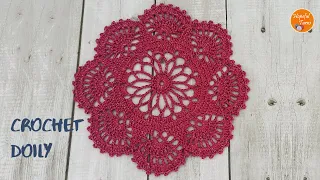 Crochet Doily Pattern | Easy Crochet Round Lace Doily / Crochet Thalposh Tutorial - Cottagecore
