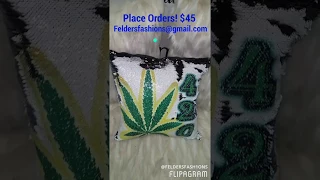 WEED MARIJUANA SEQUIN PILLOW