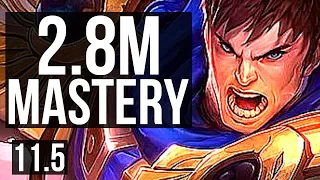 GAREN vs SINGED (TOP) (DEFEAT) | 2.8M mastery, 1200+ games, 6/1/4, Dominating | KR Diamond | v11.5