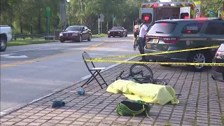 Staged bicycle crash scene in Pinecrest set up to educate cyclists and drivers about safety