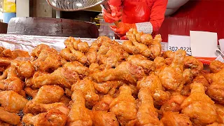 Crispy chicken, kalguksu, and twisted donuts sold out every day at the market - Korean street food