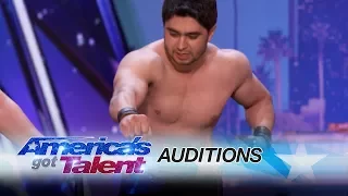 Azeri Brothers: Scary Dudes Freak Out the Audience with Torture Stunts - America's Got Talent 2017