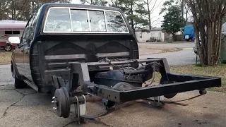 10 bagging Toyota pickup installing rear crossmember 1-26-20