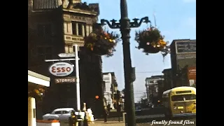 Vintage 1950s Victoria British Columbia Canada history home movie clip Canadian street gas station +