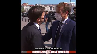 Marseille : Emmanuel Macron accueilli par Benoît Payan à l'hôtel de ville