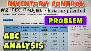 #2 ABC Analysis Problem - Inventory Control - Material Cost - By Saheb Academy - CA INTER