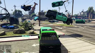 In traffic at a speed of 9999999, It's an impossible mission/Rainbomizer mod! - GTA5