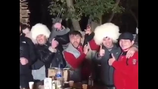 Celebrating Khabib Nurmagomedov's historic victory against Conor McGregor in Dagestan Russia