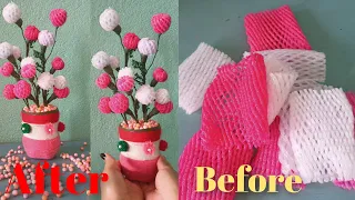 Awesome Flowers Making Tutorial/Make Adorable Table Flower With Apple Cover/Reuse Idea/Flowers Craft