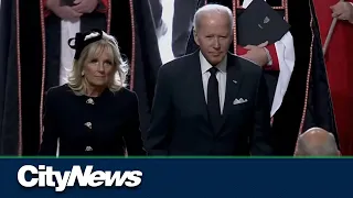 U.S. President Joe Biden arrive for Queen's funeral