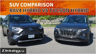 2022 Hyundai Tucson Hybrid vs 2021 Toyota RAV4 Hybrid | SUV Comparison | Driving.ca