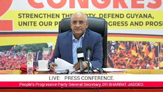 LIVE: Press Conference with PPP's General Secretary, DR BHARRAT JAGDEO.