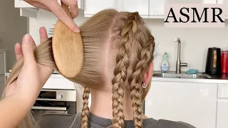 ASMR | Braided Hairstyle / 4 Dutch Braids / Relaxation (hair play, brushing, sectioning, no talking)