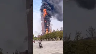 42 story building burning in Shanghai