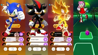 Sonic vs Shadow vs Hyper Sonic vs Amy Tiles Hop EDM Rush!
